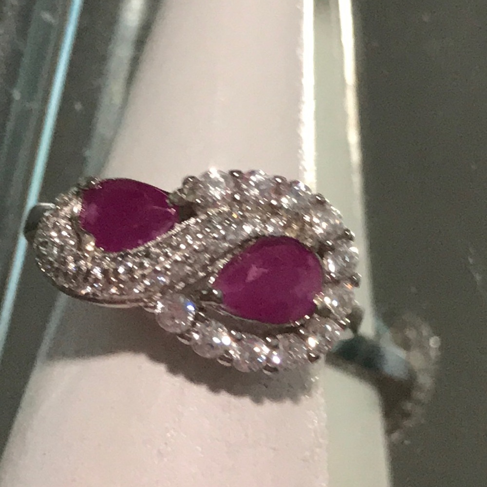 Real Ruby Ring 925 Sterling Silver Size 7 - image 1